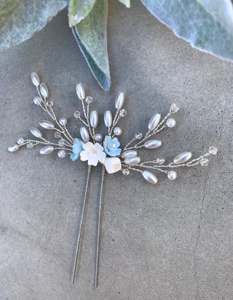 Something Blue Hair Accessory Accessories Flower Hair Pin Wedding Hair Accessory Hair Pin Something Blue Accessory