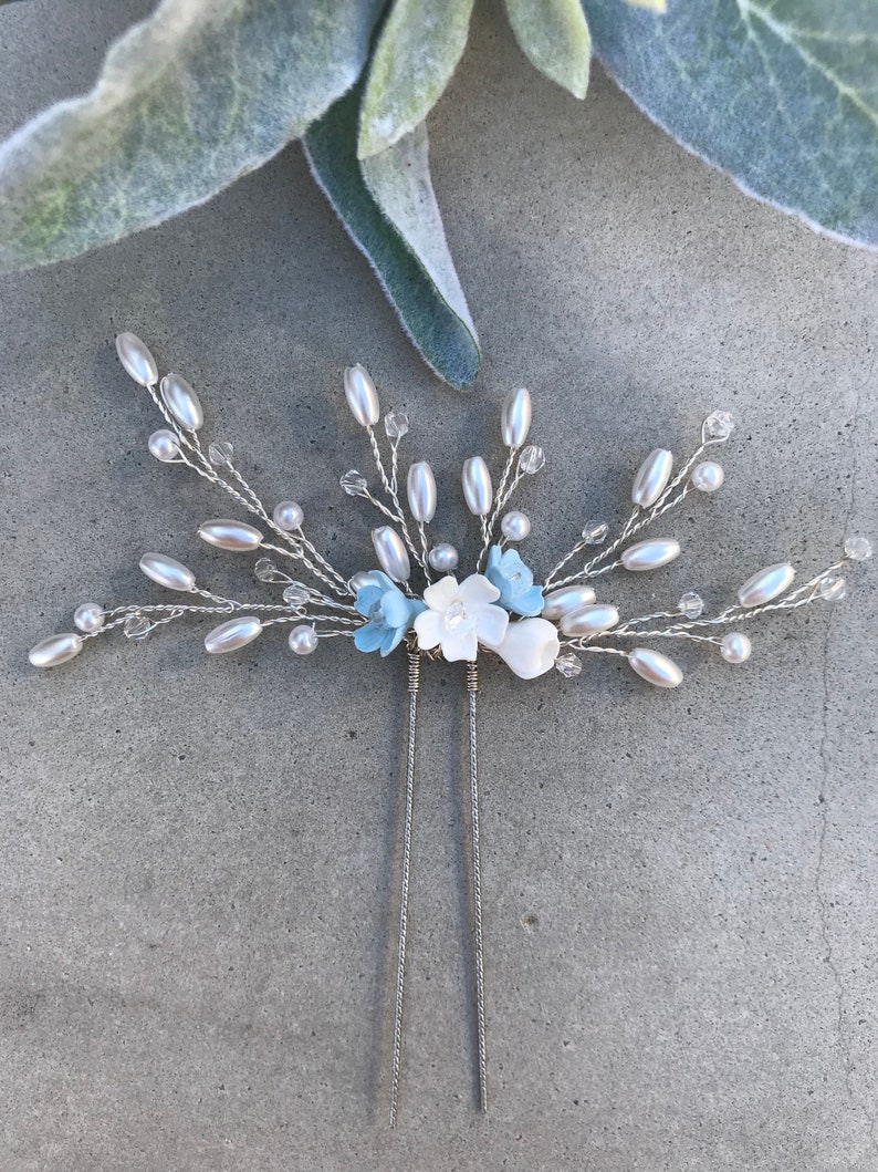 Something Blue Hair Accessory Accessories Flower Hair Pin Wedding Hair Accessory Hair Pin Something Blue Accessory
