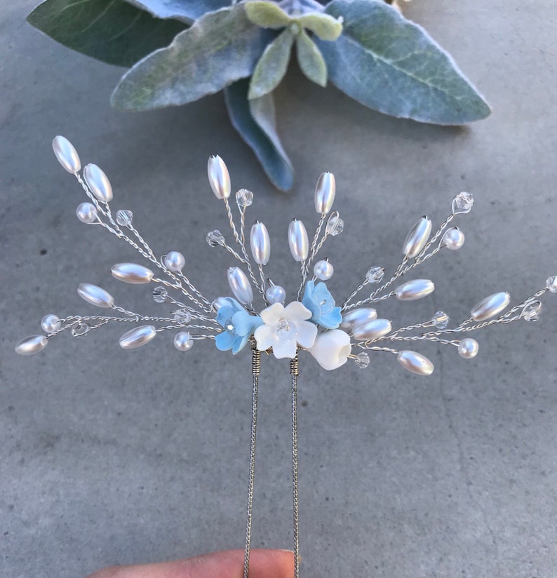 Something Blue Hair Accessory Accessories Flower Hair Pin Wedding Hair Accessory Hair Pin Something Blue Accessory