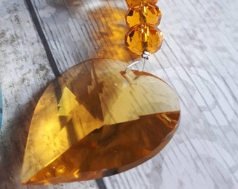 Glass crystal heart  suncatcher