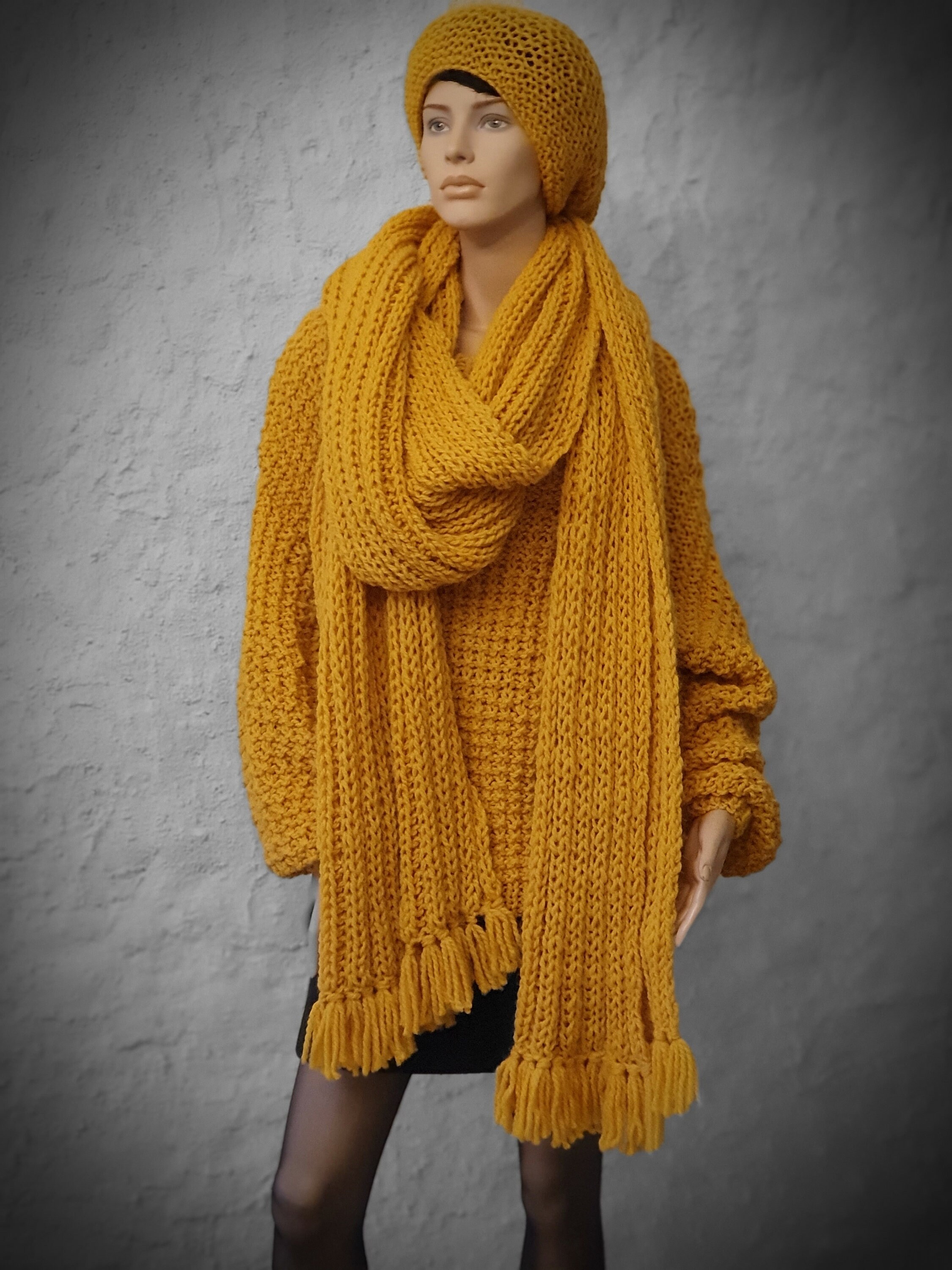 Sweater Scarf and Cap Beautiful Set 