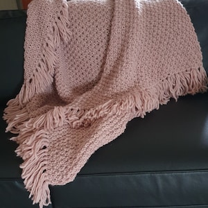 Hand knitted blanket in pure wool - Unique model - Wool blanket