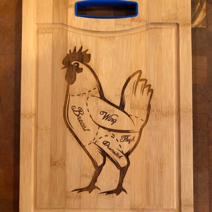 Rooster engraved cutting board