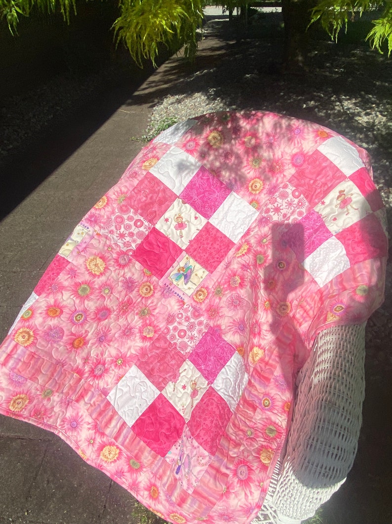 Pink Flower Baby Blanket/quilt Etsy