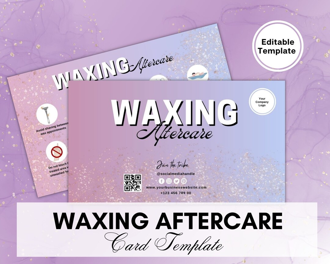 Waxing After Care Card Template Printable Care Instructions Instant Download Waxing Consent Form