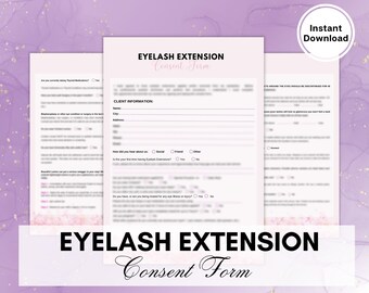 Eyelash Extension Consent Form, Client Intake (Digital Download)