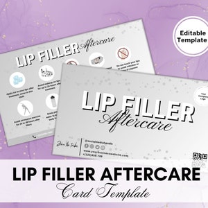 Lip Filler Aftercare Card Template | DIY Beauty Business Card | Esthetician Care Instructions