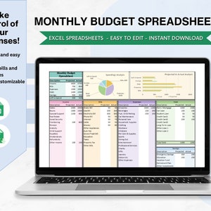 Monthly Budget Excel Spreadsheet for Couples - 50/30/20 Budget Template with Expense Tracker and Paycheck Management