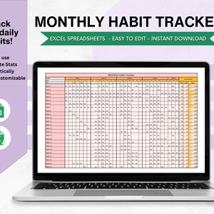 Track Your Habits with Ease: Spreadsheet, Google Sheets & More | Habit Tracker Spreadsheets, Templates, Printables for 365 Days or 31 Days