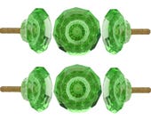 Green Cut Glass Knobs Set Of 6 Vintage Drawer Dresser Kitchen Door Bedroom Cupboard Window Furniture Bathroom Handle Pull By Perilla Home