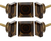 Dark Brown Square Glass Knob Set Of 6 Decorative Handle For Furniture Cabinet Drawer Bathroom Cupboard Door Handle Pull By Perilla Home