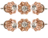 Pink Glass Melon Chrome Finish Knob Set Of 6 Decorative For Drawer Cupboard Door Kitchen Bedroom Bathroom Office Handle Pull By Perilla Home