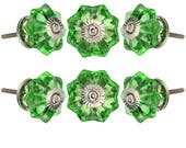 Green Glass Melon Chrome Finish Knob Set Of 6 Decorative For Drawer Door Dresser Cupboard Bedroom Kitchen Office Handle Pull By Perilla Home