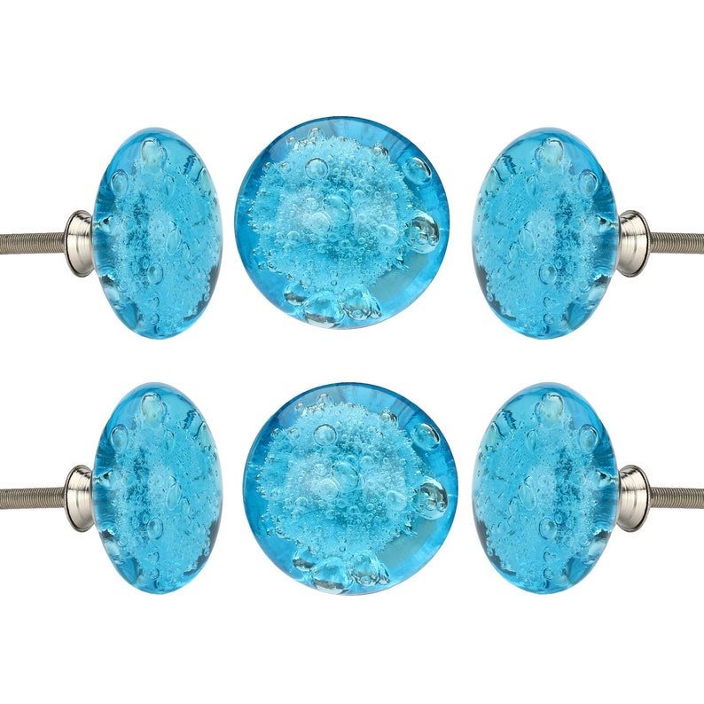 Crystal Glass Knobs Set Of 6 Kitchen Cabinet Cupboard Glass Door Dresser Wardrobe Drawer Pull by Perilla Home