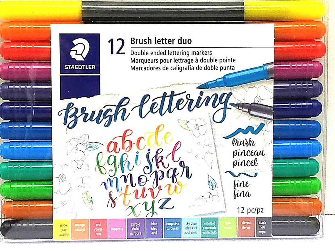 STAEDTLER Brush Letter Duo Double Ended Lettering Markers 12 Etsy
