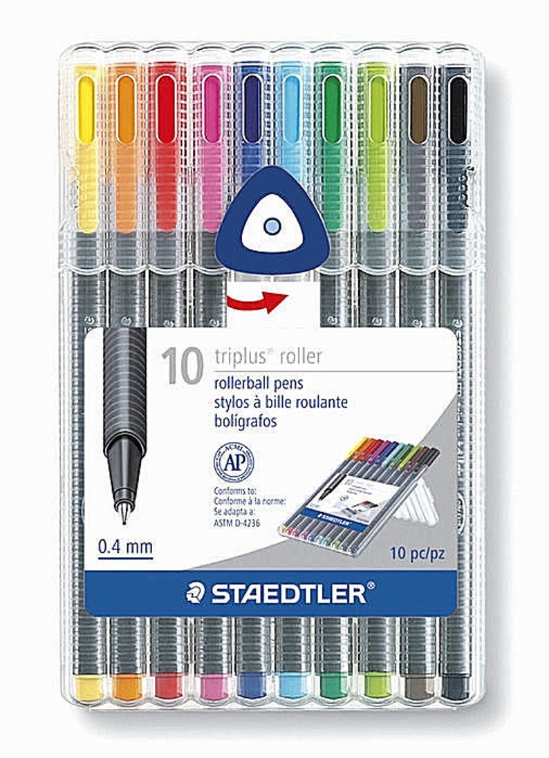 set 0.4 mm Made in Germany STAEDTLER Triplus Rollerball Pens 10pc