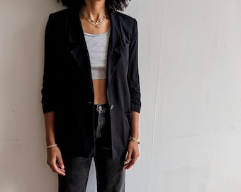 Vintage 1990s 90s Barneys New York Black Wool Jacket - Made in