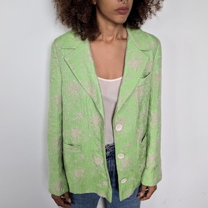 Green Floral Blazer Jacket