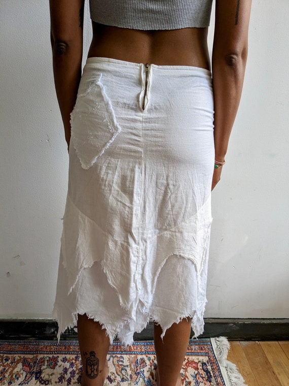 High Waisted White Layered Frayed  Skirt - image 8