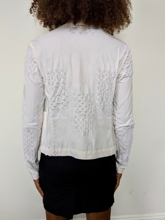 White Textured Patchwork Blazer - image 8