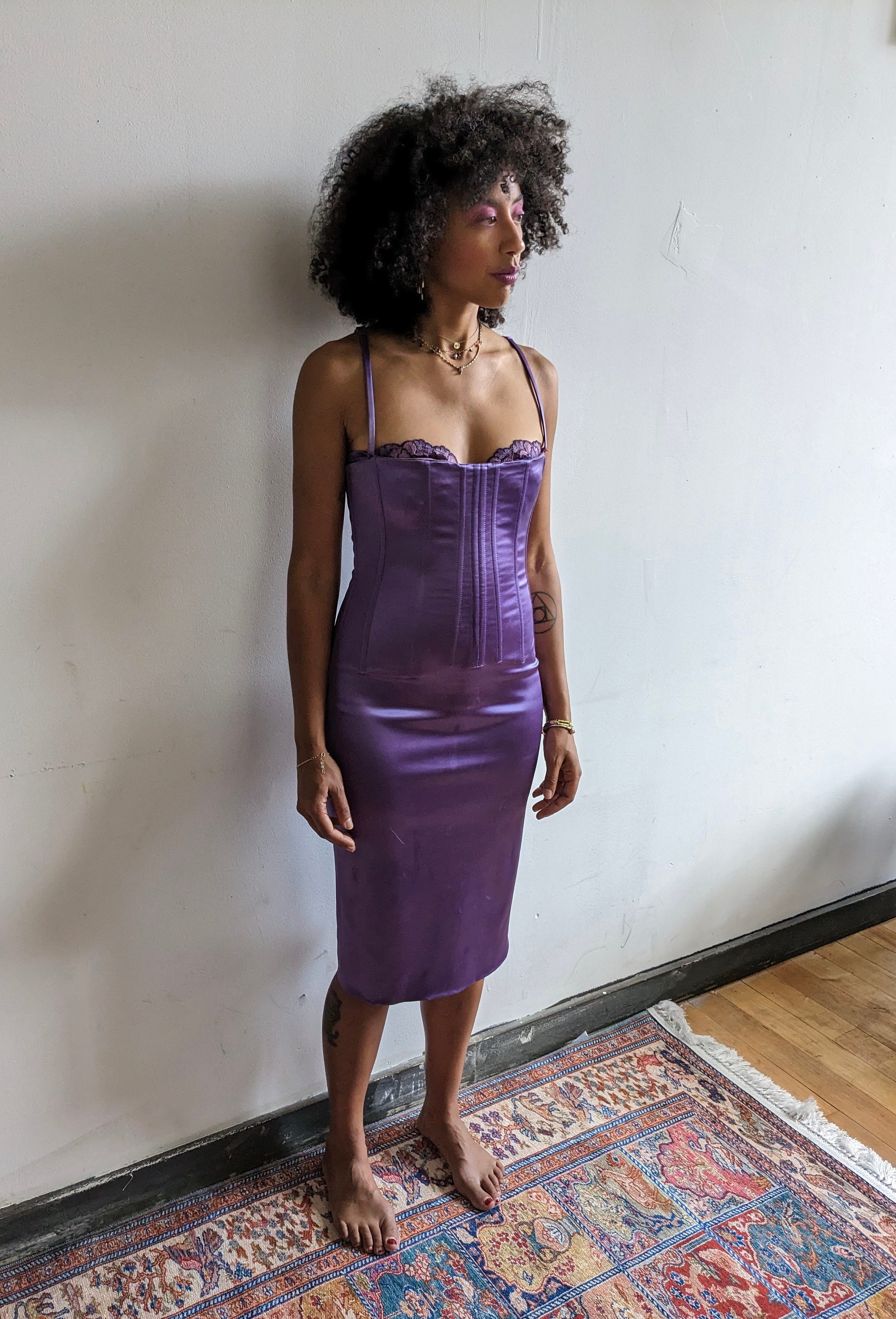 dolce and gabbana purple lace dress Vintage Dolce Gabbana Double Lace Dress villa amour vintage