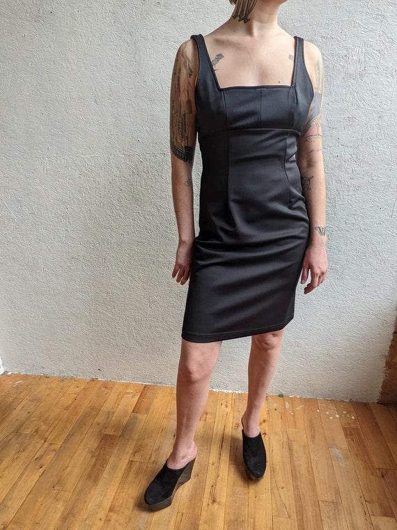 90s/Y2K Square Neck Racerback Black Dress - image 1