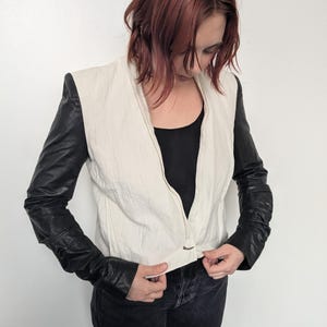 Helmut Lang Black/White Linen & Leather Jacket