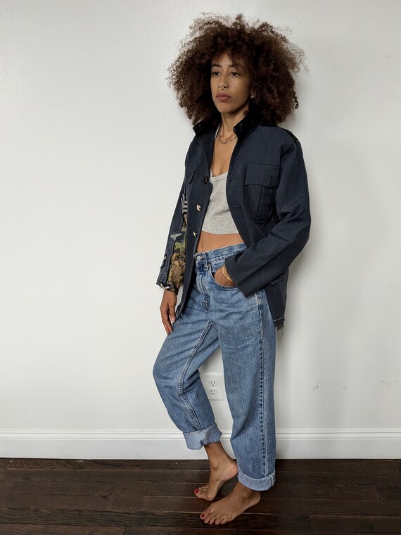 Denim & Leather Patchwork Blazer Jacket - image 6