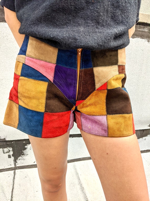 Vintage Suede Patchwork Shorts