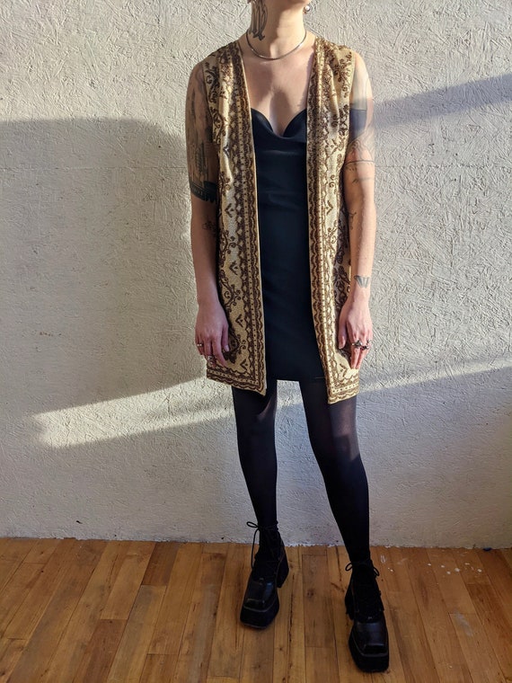 Vintage gold vest, gold Gem