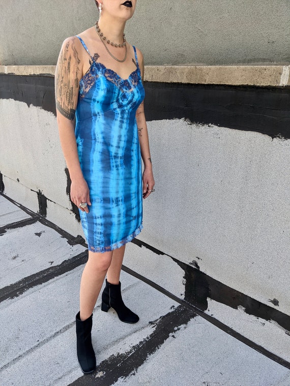 Blue Tie-dye Slip Dress - image 3