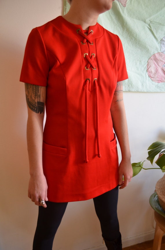 Vintage Red Dress with Pockets
