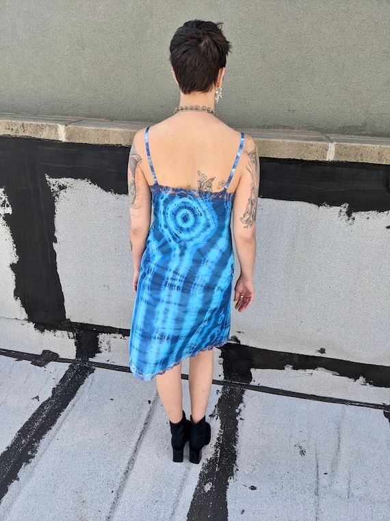 Blue Tie-dye Slip Dress - image 9