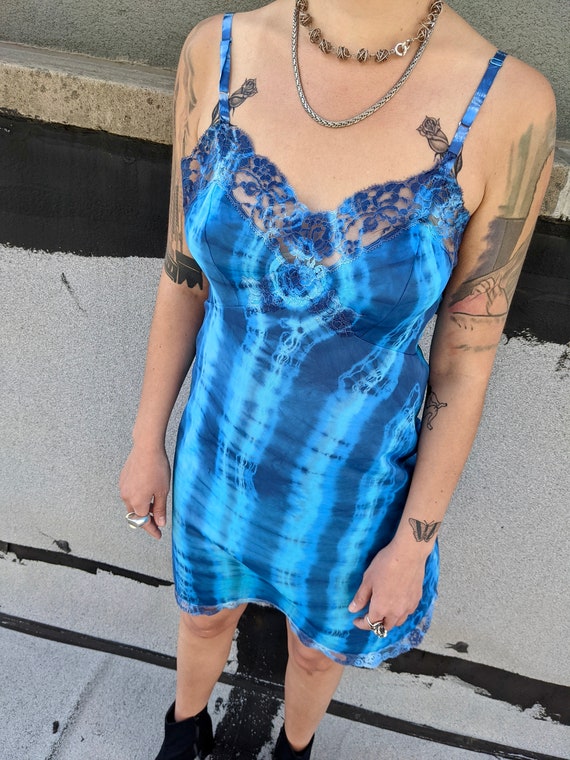 Blue Tie-dye Slip Dress - image 6