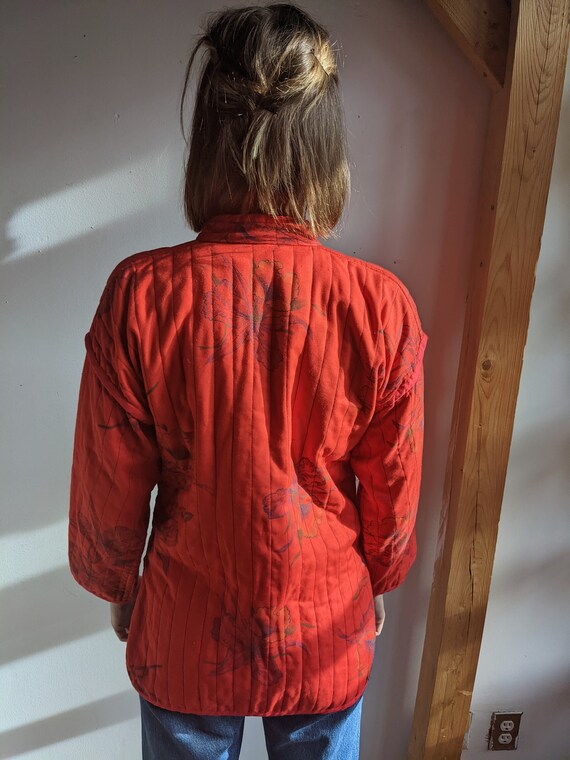 Vintage 60’s Red Floral Quilted Jacket with Toggl… - image 8