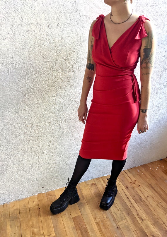 Red Wrap Dress - image 5