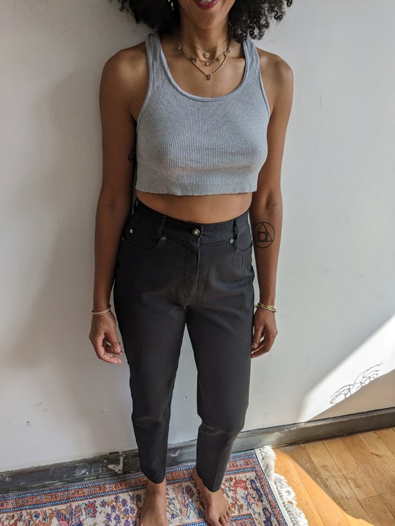 Black Vintage High Waisted Tapered Denim