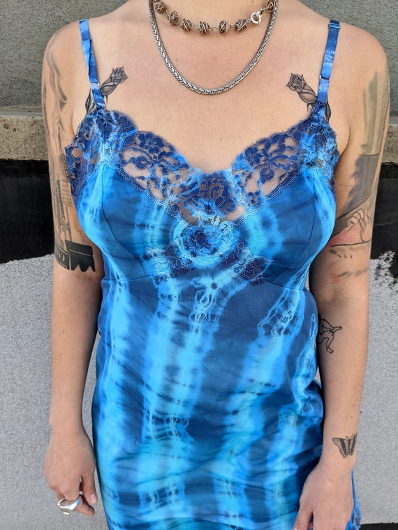 Blue Tie-dye Slip Dress - image 7