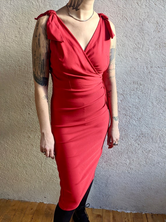 Red Wrap Dress - image 6