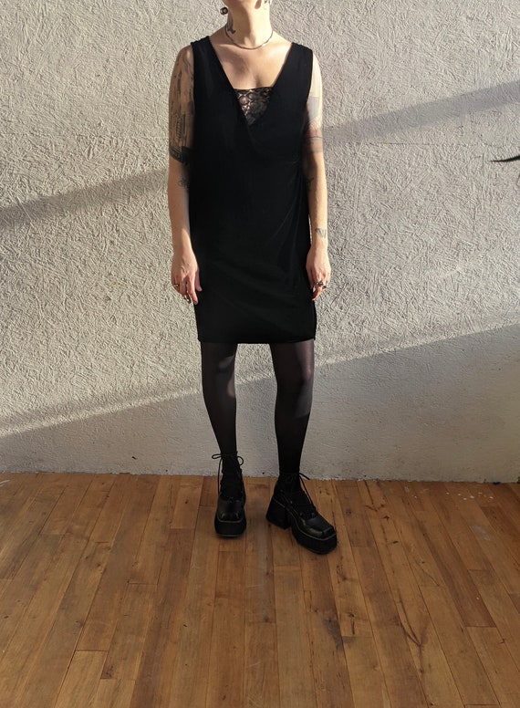 DVF Black Velvet Lace Dress - image 2