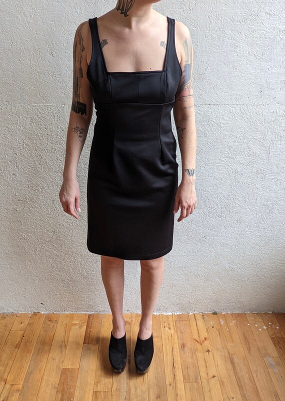 90s/Y2K Square Neck Racerback Black Dress - image 3