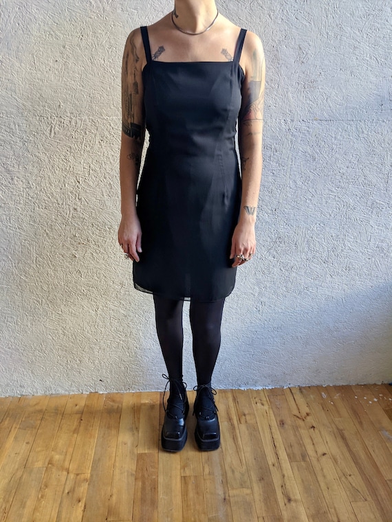 90s Silk Black Spaghetti Strap Dress Etsy