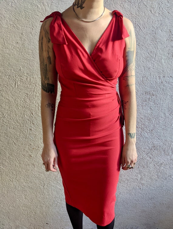 Red Wrap Dress - image 4