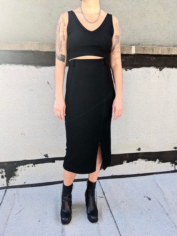 Metsuda Black Wool Pencil Skirt