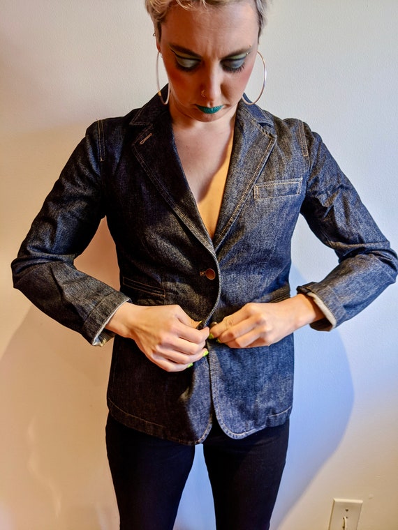 Denim Blazer Jacket - image 1