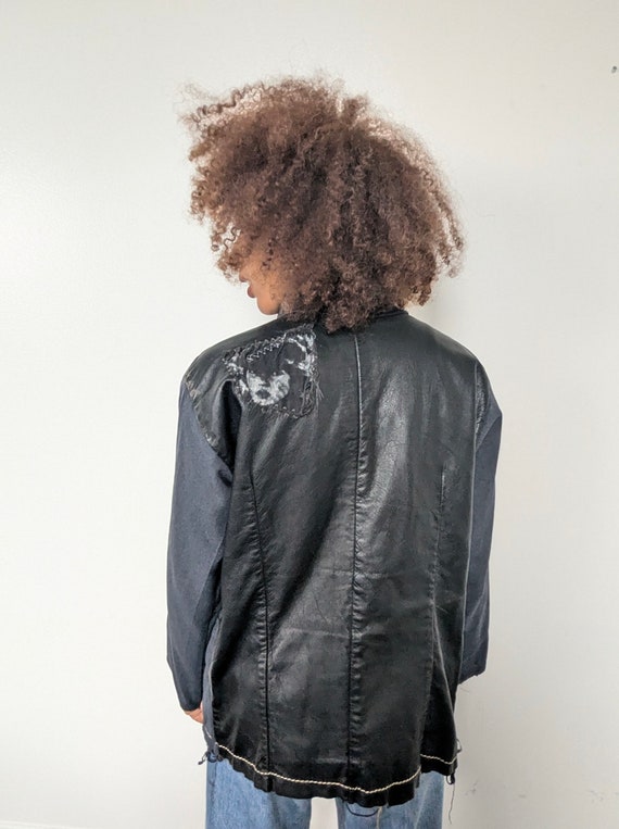 Denim & Leather Patchwork Blazer Jacket - image 9