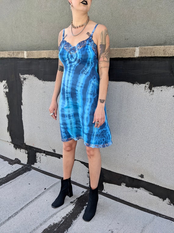 Blue Tie-dye Slip Dress