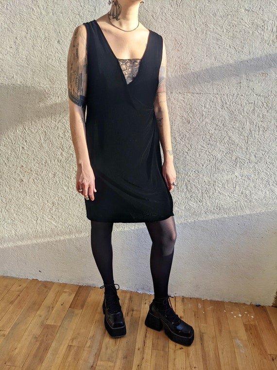 DVF Black Velvet Lace Dress - image 4