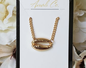 Gold Boho Cowrie Shell Necklace