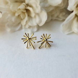 Gold Starburst Stud Earrings